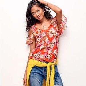 CABI Lush Blouse Open Shoulder Blouse Size XL Excellent Pre-Owned Condition